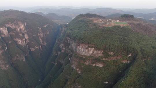 航拍大山峡谷山峰