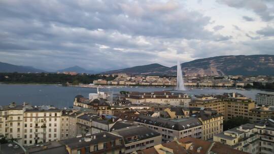 瑞士城市建筑风光航拍素材