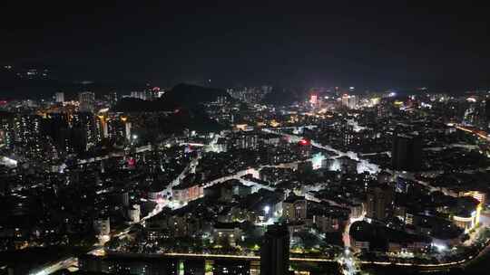 广东云浮城市大景夜景灯光航拍