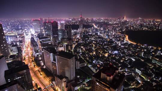 城市航拍夜晚高速