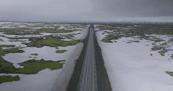 冰岛，雪，苔藓，道路