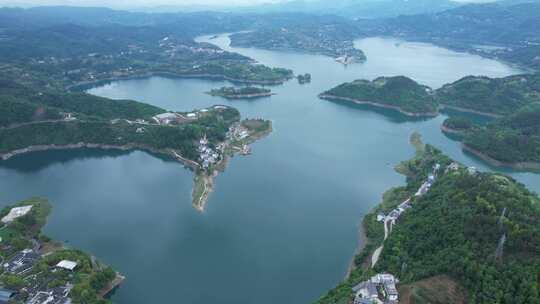 4K陕西瀛湖风景区全景风光航拍视频