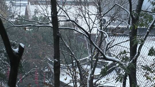 杭州上天竺法喜讲寺下雪天风景