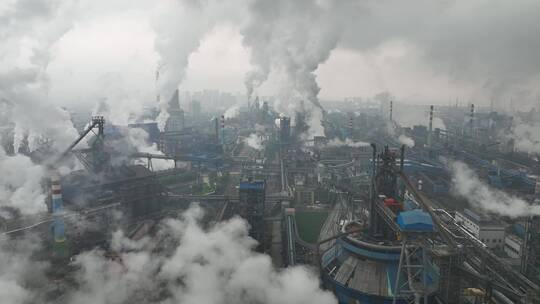 武汉钢铁厂工业废气视频素材模板下载
