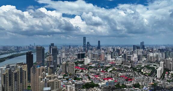 长沙城市蓝天白云大景