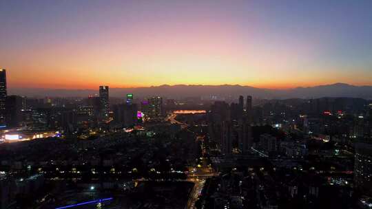 航拍福州城市夜景