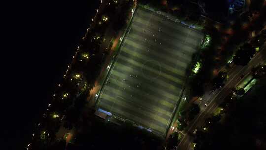 广州的足球场航拍视频素材模板下载