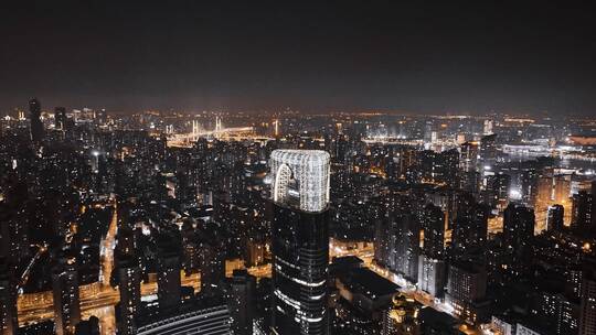 上海浦西夜景延时航拍