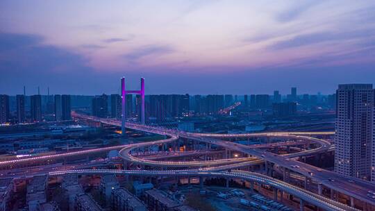 城市高架夜景延时摄影4k高清素材