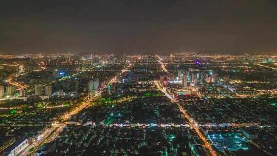 江苏苏州城市夜景航拍移动延时