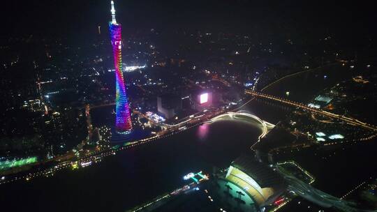 2022广州塔城市珠江新城夜景视频素材模板下载