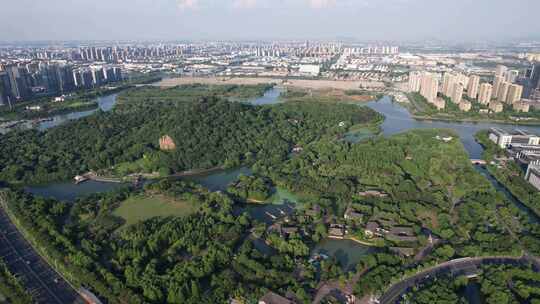 浙江绍兴镜湖国家城市湿地公园航拍