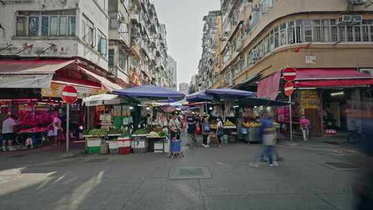 香港油麻地街市视频素材模板下载