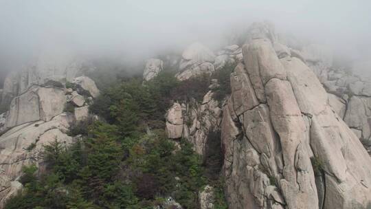 4k  航拍青岛崂山巨峰海上名山