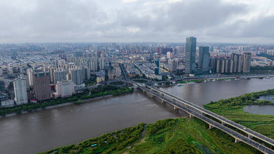 哈尔滨公路大桥航拍延时
