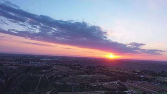 黄土高原 日落 夕阳