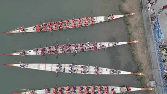 划龙舟龙舟比赛现场航拍