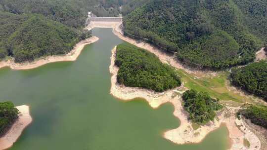 航拍福建千岛湖漳州龙海后湖水库