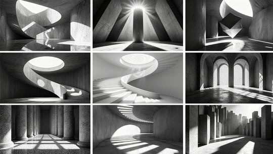 黑白概念创意光影空间 光影下的建筑空间