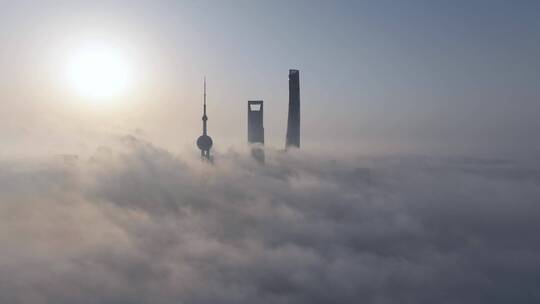 上海天际线平流雾延时摄影