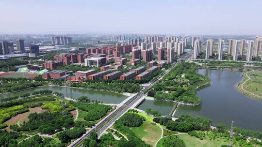 航拍郑州大景空镜 城市环境 绿化