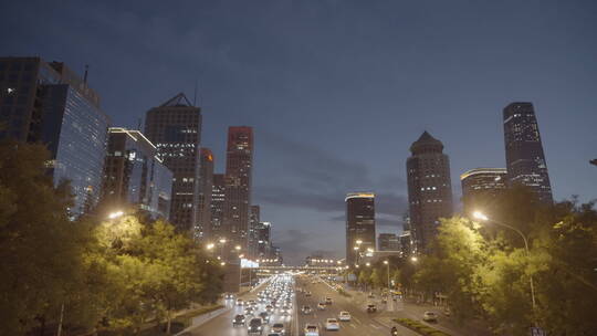 北京国贸车流夜景 夜景车流