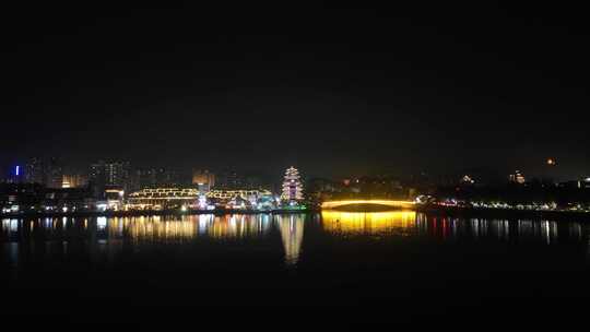 惠州合江楼夜景航拍东江夜晚风光河流风景