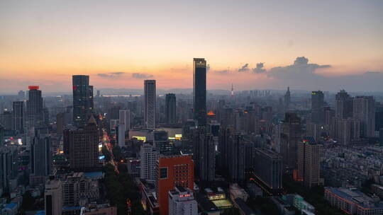 南京城市风光航拍繁华夜景内透都市