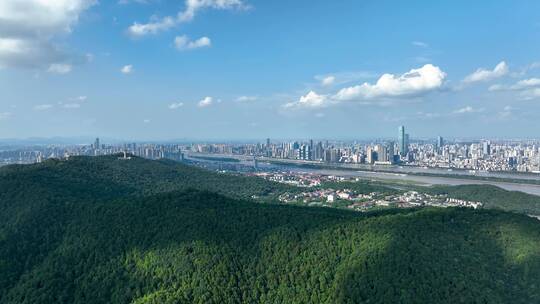 4K航拍长沙岳麓山城市全景