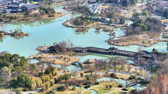 航拍瘦西湖风景区大明寺观音山园林寺庙