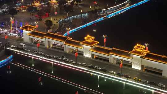 航拍四川广汉城市夜景