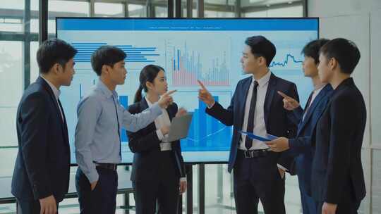 商务人士团队数据分析讨论