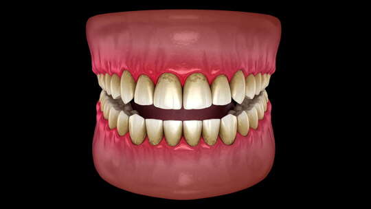 清洁前后牙齿美白。牙科3D动画