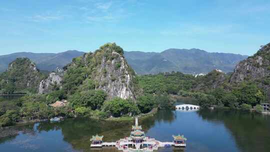 航拍广东肇庆七星岩景区