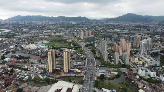 航拍城市风景 车流