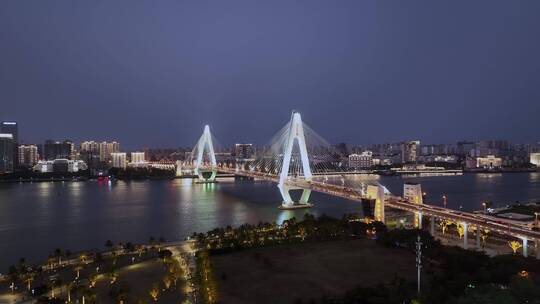 海口世纪大桥夜景航拍视频素材模板下载