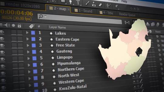 南非共和国地图工具包AE模板