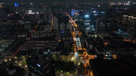 上海杨浦区大连路夜景航拍视频素材模板下载