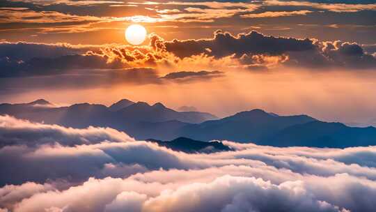 日出云海山脉全景