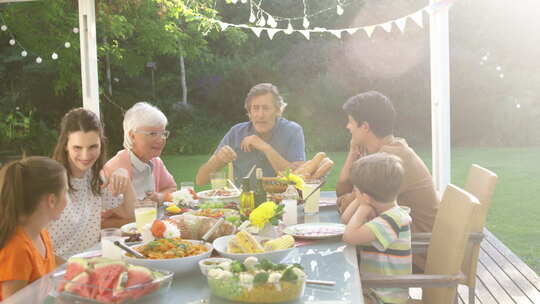 夏天一家人一起在外面吃饭
