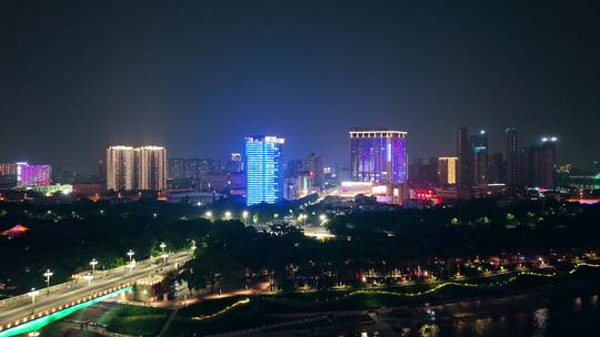 广西南宁城市夜景航拍