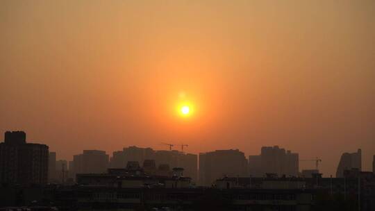 西安城市夕阳下日落延时唯美晚霞