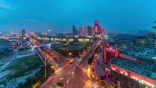 义乌国际商贸城丝路金融小镇夜景延时摄影