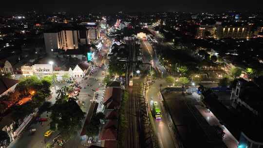 原创 印尼日惹城市建筑夜景航拍风光