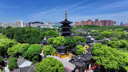 航拍苏州寒山寺