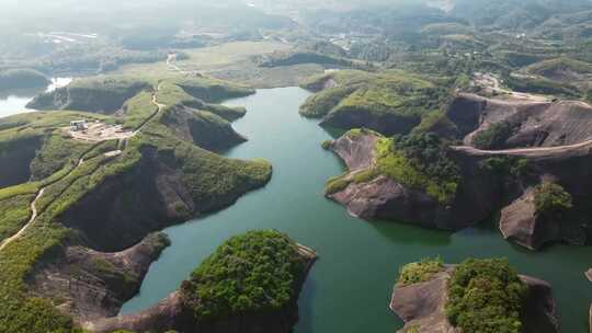 湖南郴州高椅岭奇特地貌湖面航拍