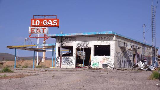 沙漠破旧的加油站