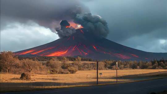 火山爆发喷发岩浆熔岩自然灾害