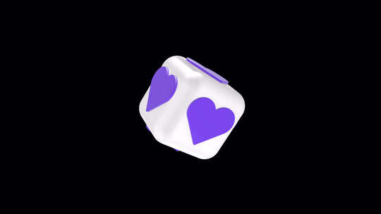 3D盒子紫色上的心形图标视频素材模板下载
