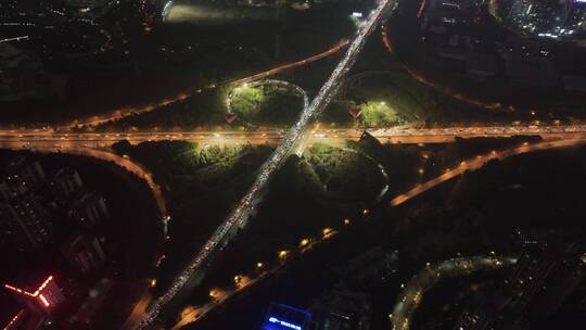 4K重庆北环立交夜景航拍
